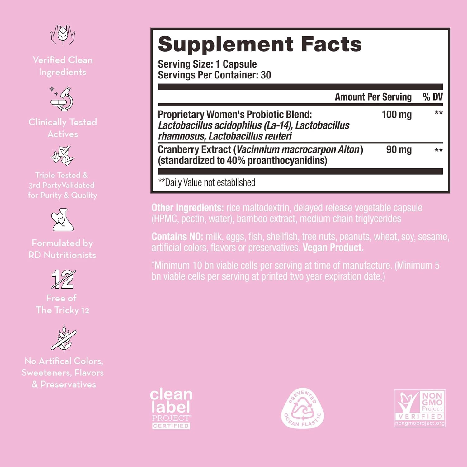 HUM Private Party Pills - Vaginal Probiotics for Women's Ph Balance with Cranberry HUM uk supplements
