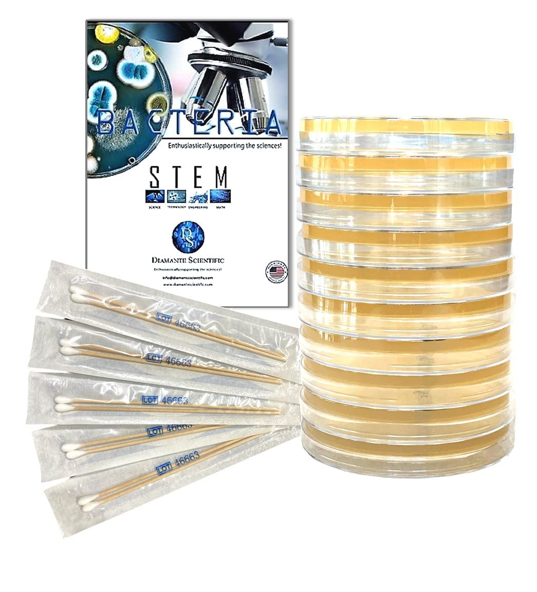 Diamante Scientific Essential Bacteria Kit. Pre-Poured Agar Plates & Swabs. Perfect for Kids. Great for Learning About Microbiology. STEM Education. Experiment Guide eBook Included! Diamante Scientific uk supplements