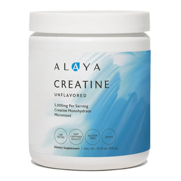 Alaya Naturals Micronized Creatine Monohydrate Powder – Pure Performance Fuel for Strength, Mental Focus, Vegan, Non-GMO, Easily Mixable & Flavorless - 5 g Alaya Naturals uk supplements