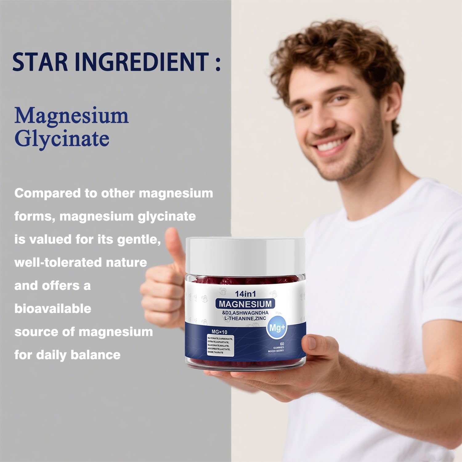 Magnesium Complex Gummies for Women & Men, Calm Magnesium Gummies for Women & Men, 14-in-1 with Ashwagandha, L-Theanine, Vitamin D3 & Zinc, 60 Count (1) UYPO uk supplements