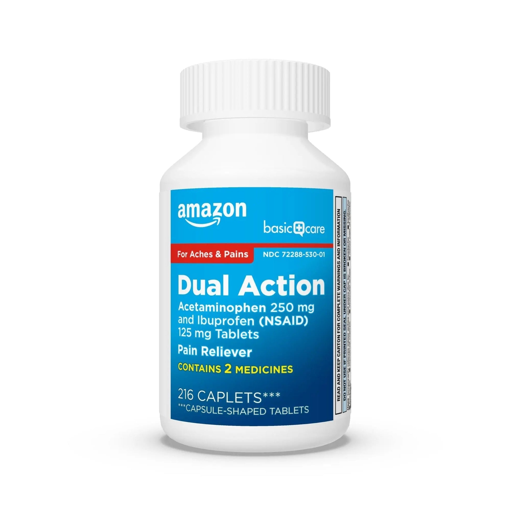 Amazon Basic Care Dual Action Acetaminophen 250 mg and Ibuprofen (NSAID) 125 mg Tablets, Pain Reliever for Headache, Backache, Menstrual Pain, Arthritis Pain Relief, 216 Count Amazon Basic Care uk supplements
