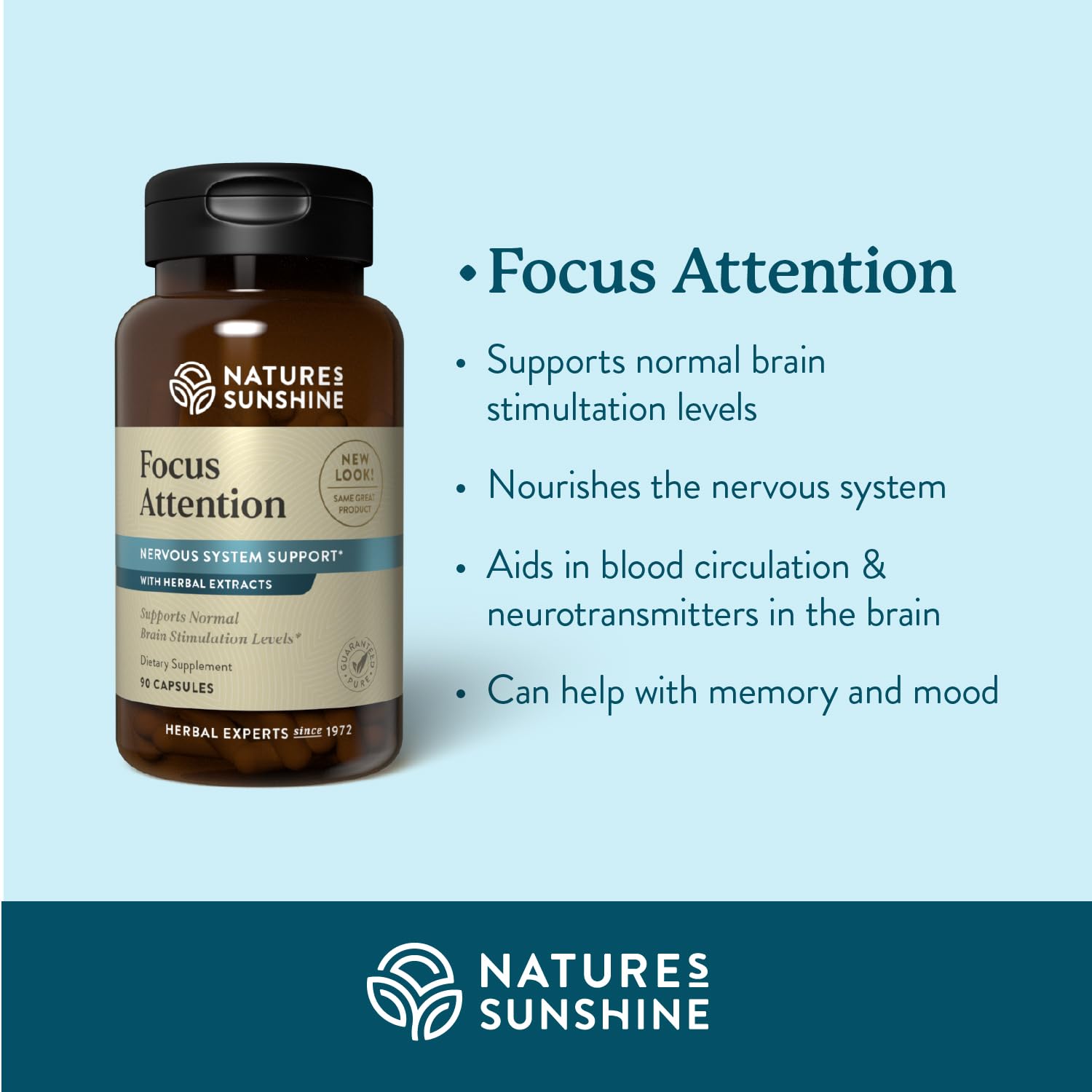Nature's Sunshine Focus Attention, 90 Capsules, Provides Nutrients That Help Maintain Normal Brain-Stimulation Levels While Supporting Blood Circulation and Neurotransmitter Levels in The Brain Nature's Sunshine uk supplements