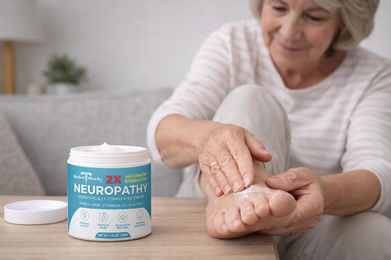 Medical Miracles Neuropathy Cream 2X Strength | Nerve Therapy Max Potency Relief for Feet, Hands, Legs, Toes - Arnica, Vitamin B6, Aloe Vera, MSM - Crafted for Exceptional Relief 4oz Medical Miracles uk supplements