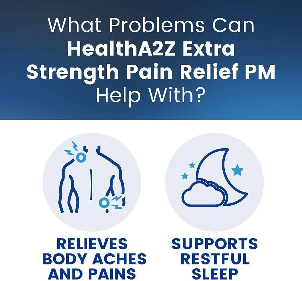 HealthA2Z® Extra Strength Pain Relief PM| Acetaminophen 500mg | Diphenhydramine 25mg | Pain Reliever & Nighttime Sleep Aid | (365 Count (Pack of 1)) HealthA2Z uk supplements