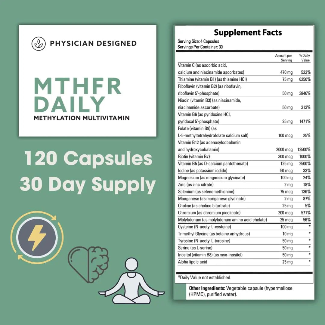 Physician Designed MTHFR Daily Multivitamin | Methylated Multivitamin for Men & Women | for Energy, Mood, & Heart | PD VARS uk supplements