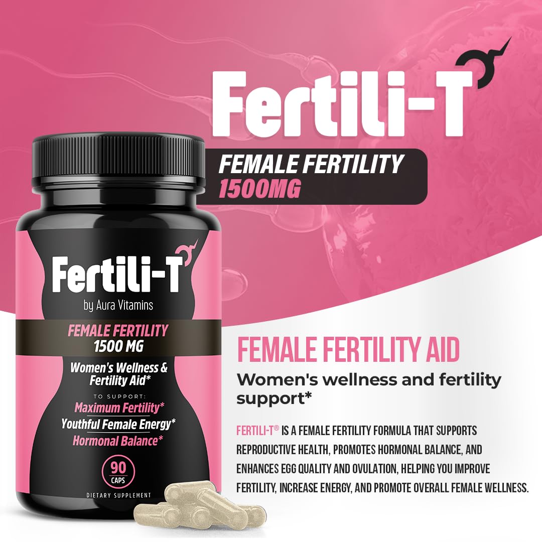 Fertili-t Female (90 Caps) Natural Fertility Support, Hormonal Balance & Prenatal Vitamins for Women, Conception Support, Natural Fertility Supplement with Aguaje & Red Maca (30-Day Supply) (1) AURA VITAMINS uk supplements