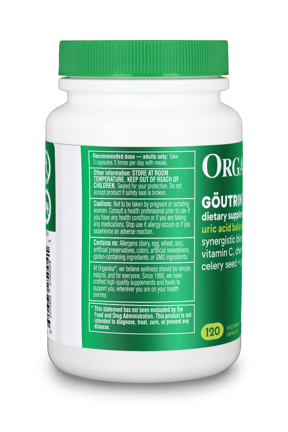 Organika Goutrin Uric Acid Flush for Gout (120 Caps): Gentle Gout Support with Cherry, Thyme, Celery Seed, Peppermint, & VIT C: Clean & Vegan Gout Supplements for Men & Women - Metabolism & Mobility Organika uk supplements