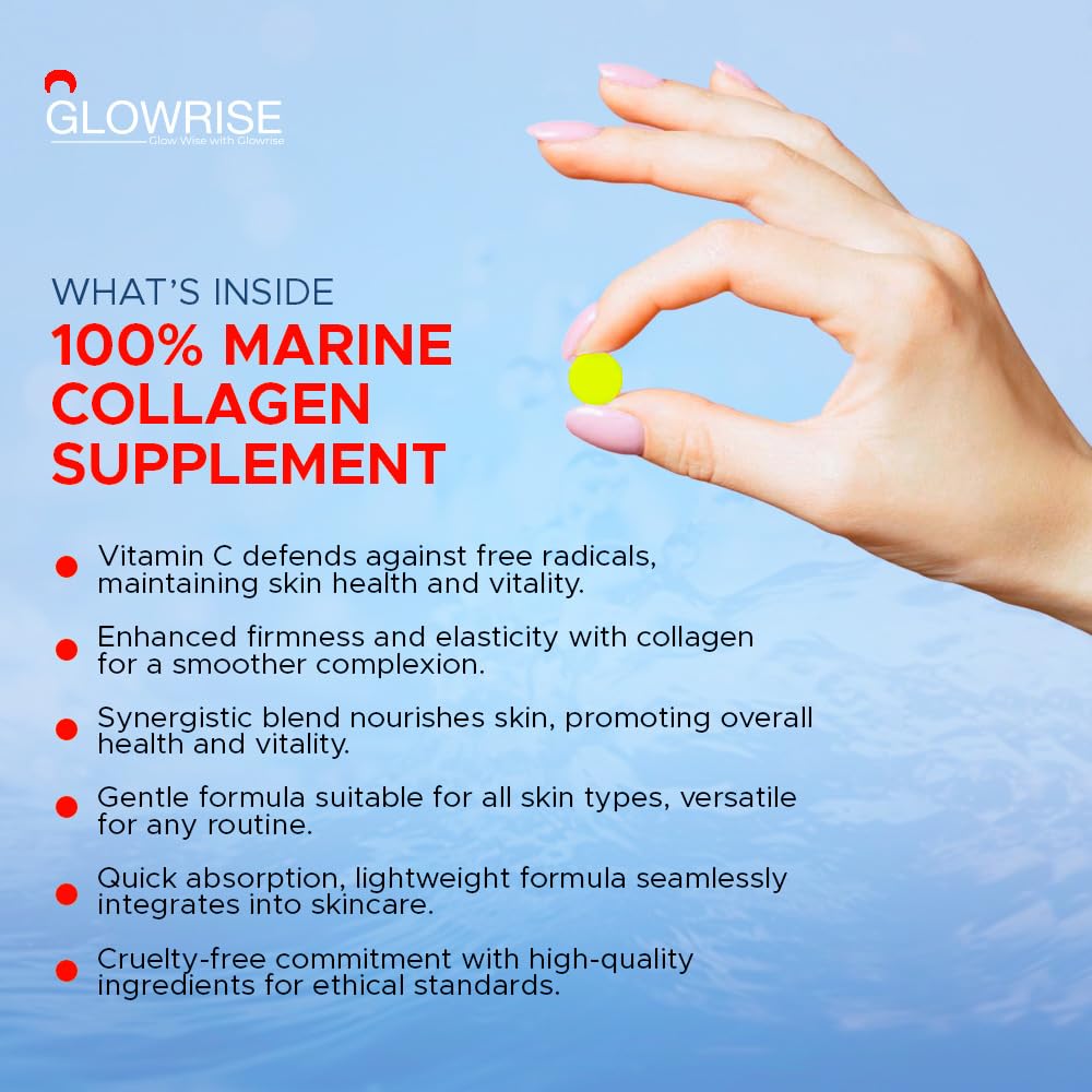 Pure Marine Collagen 120 Tablets 1400mg - Premium Blend with Hyaluronic Acid, Biotin, Vitamin C & E GLOWRISE uk supplements