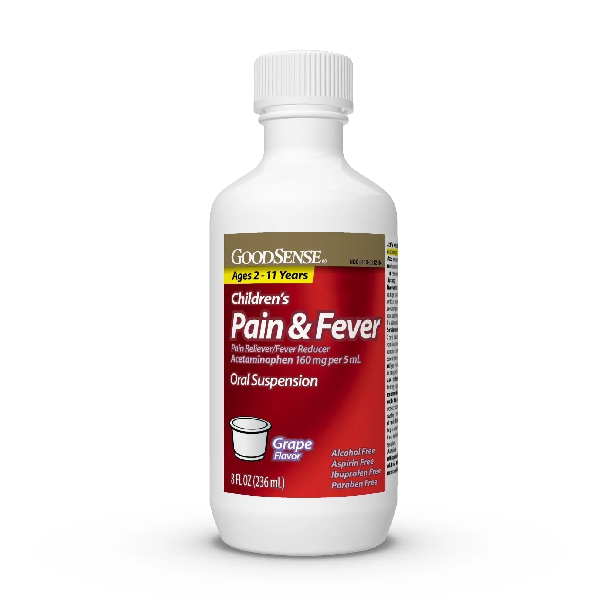 GoodSense Children's Pain and Fever, Acetaminophen 160 mg per 5 mL Oral Suspension, Grape Flavor, 8 FL OZ GoodSense uk supplements