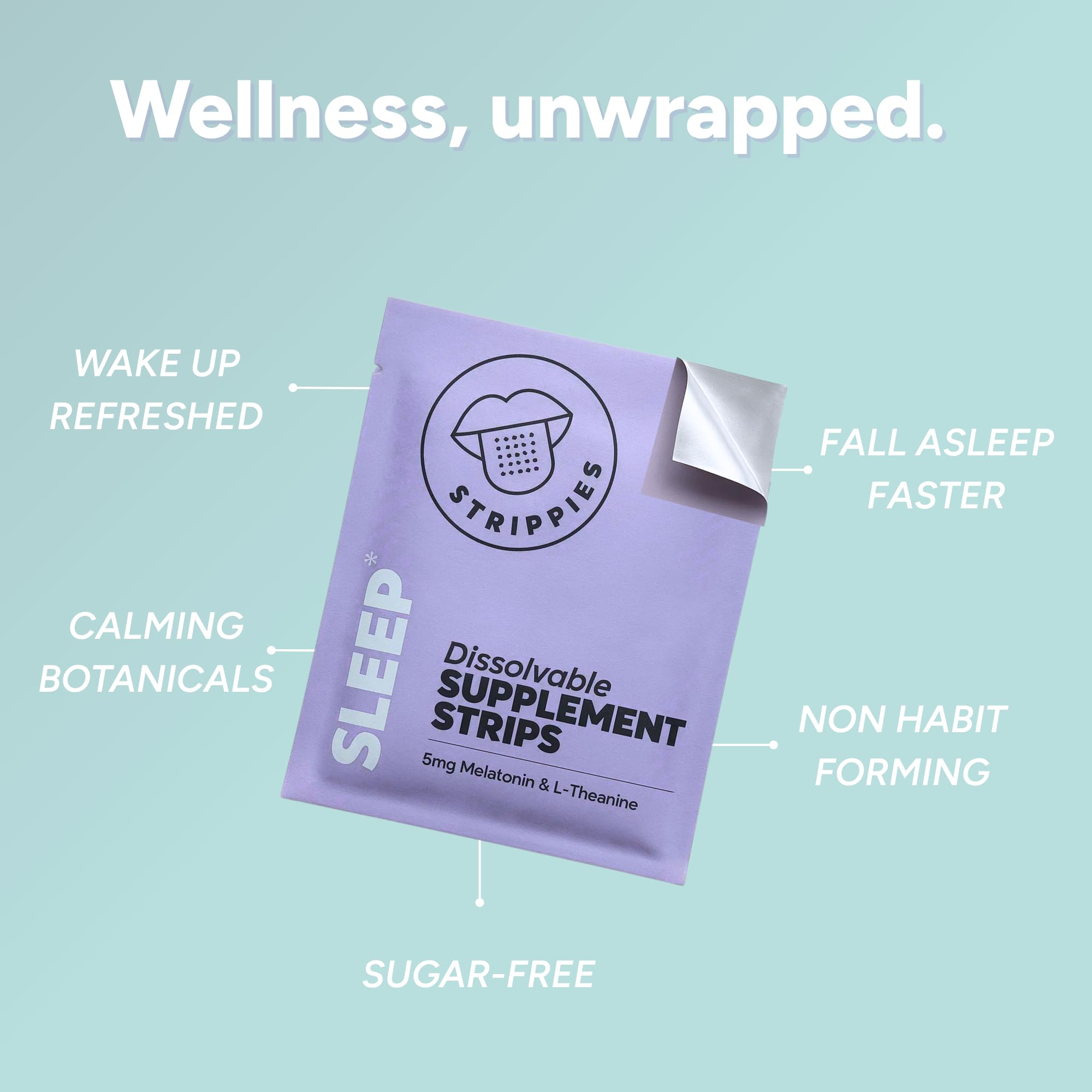 STRIPPIES Dissolvable Sleep Strips – Fast-Acting Melatonin 5mg with L-Theanine, Lavender, Chamomile, Hibiscus & Valerian – Natural Cranberry Flavor – 90 Strips STRIPPIES uk supplements