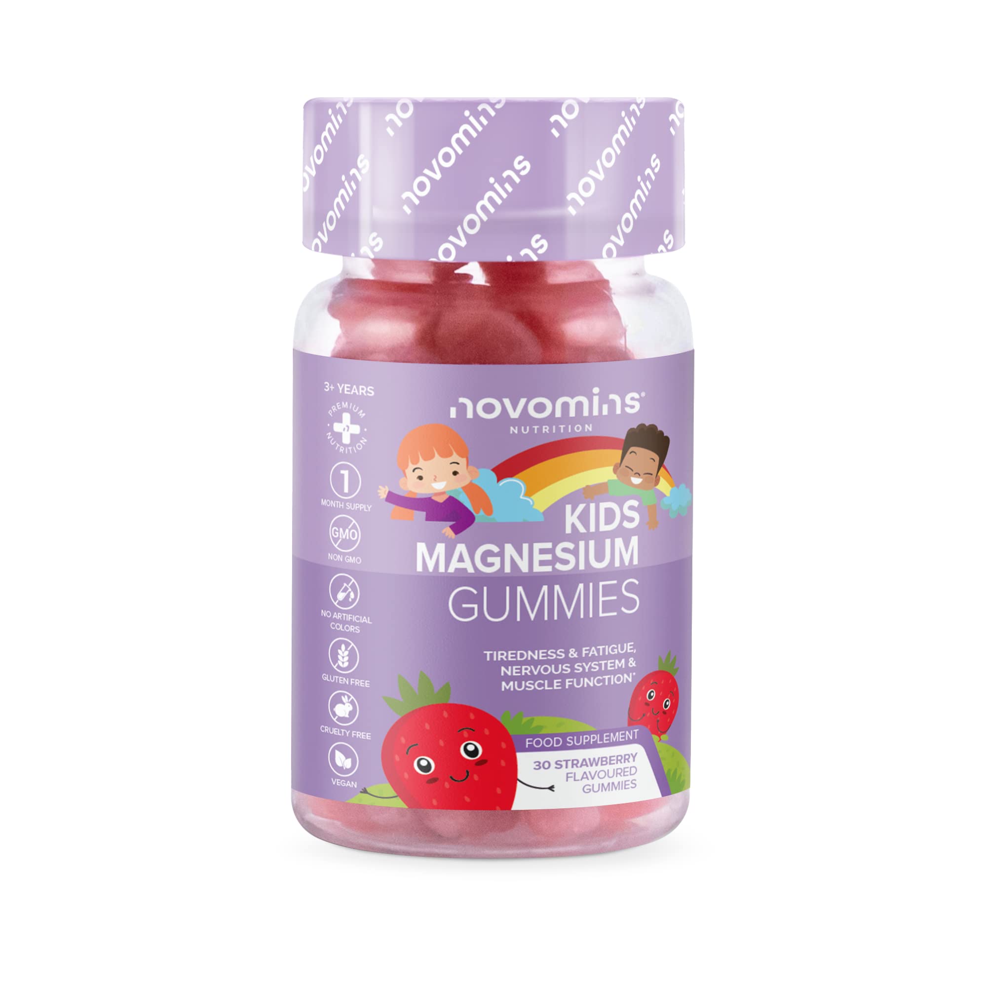 Kids Magnesium Gummies – Vegan - 1 Month Supply – Childrens Supplements – 30 Chewa novomins uk supplements