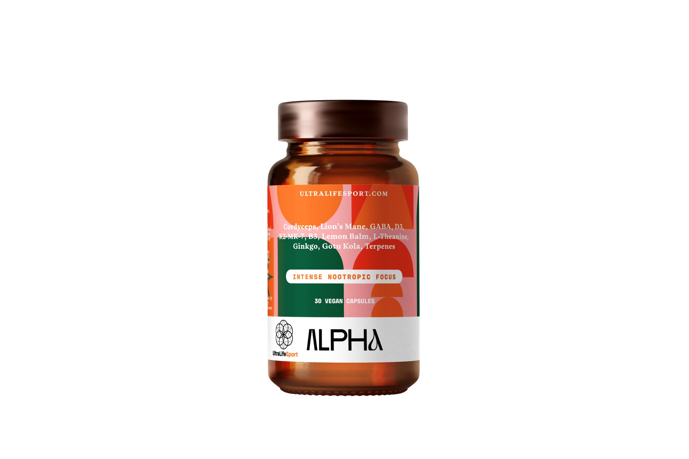 Ultra Life Sport - Alpha Nootropic - 30 Capsule Body and Brain Supplements for Memory and Focus - L-Theanine, B Vitamins, Lion's Mane, Cordyceps Mushrooms, Vitamin D3, K2 MK-7, Lemon Balm and Ginkgo Ultra Life Sport uk supplements