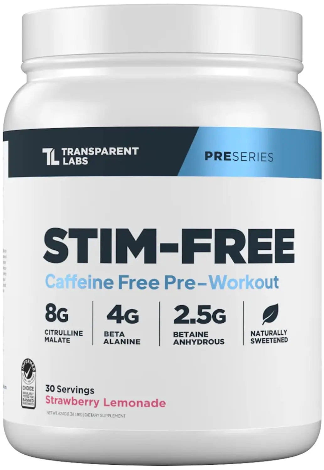 Transparent Labs Stim-Free Pre-Workout - Caffeine & Stim Free Pre Workout Powder for Men and Women with Beta Alanine Powder, Citrulline Malate, & elevATP - 30 Servings, Strawberry Lemonade Transparent Labs uk supplements