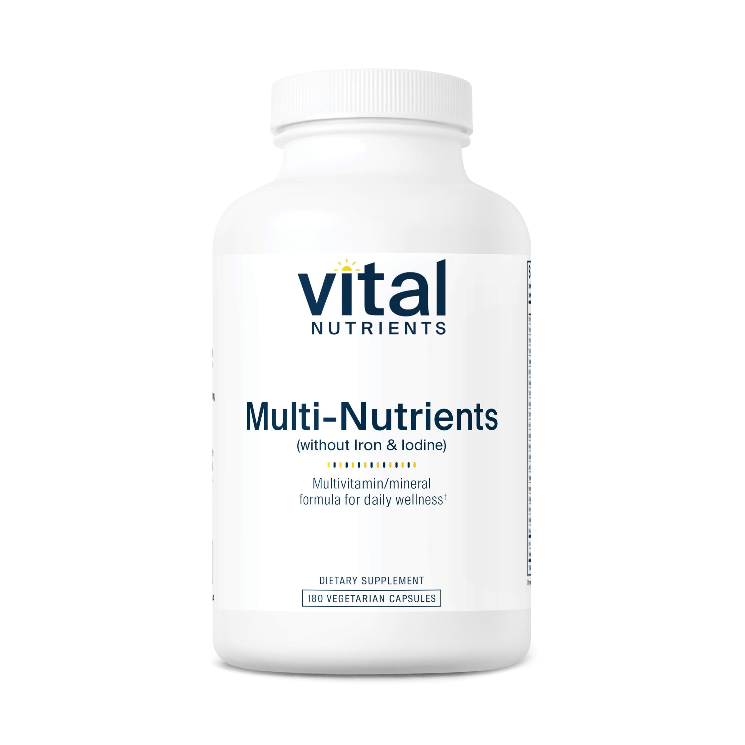 Vital Nutrients Multi-Nutrients (No Iron or Iodine) - Comprehensive Vegetarian Daily Multivitamin and Mineral Formula with Potent Antioxidants* - Gluten, Dairy, Soy Free - Non-GMO - 180 Capsules Vital Nutrients uk supplements