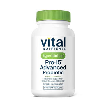 Hyperbiotics Vital Nutrients Pro-15 Advanced Probiotics for Women and Men | 15 Strains + Kiwifruit | Clinically Studied Daily Probiotics for Digestive Health, Gas, & Bloating | 60 Vegan Tablets Hyperbiotics uk supplements