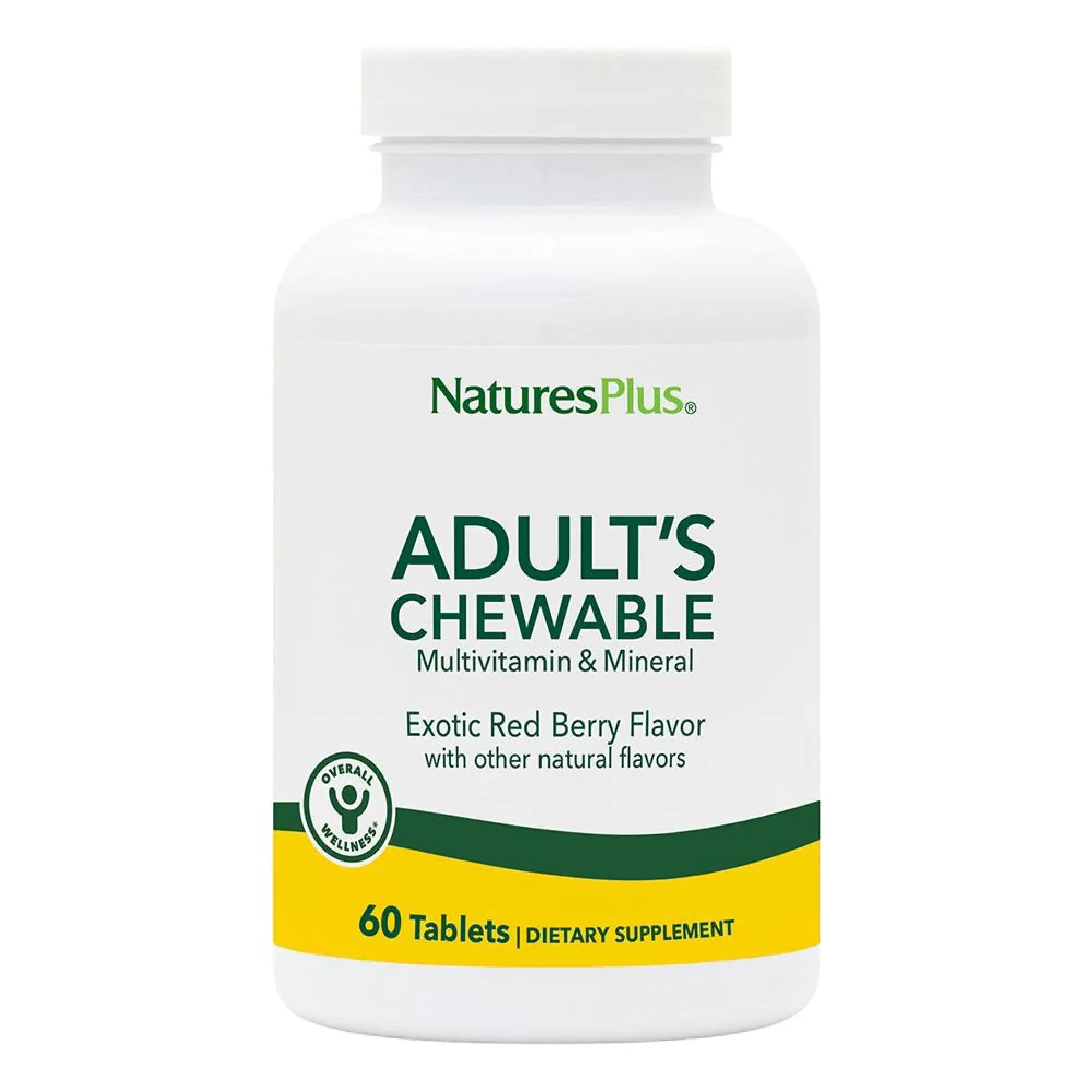 NaturesPlus Adult's Chewable - 60 Tablets, Exotic Red Berry Flavor - Multivitamin & Mineral - Vegetarian, Gluten Free - 60 Servings NaturesPlus uk supplements