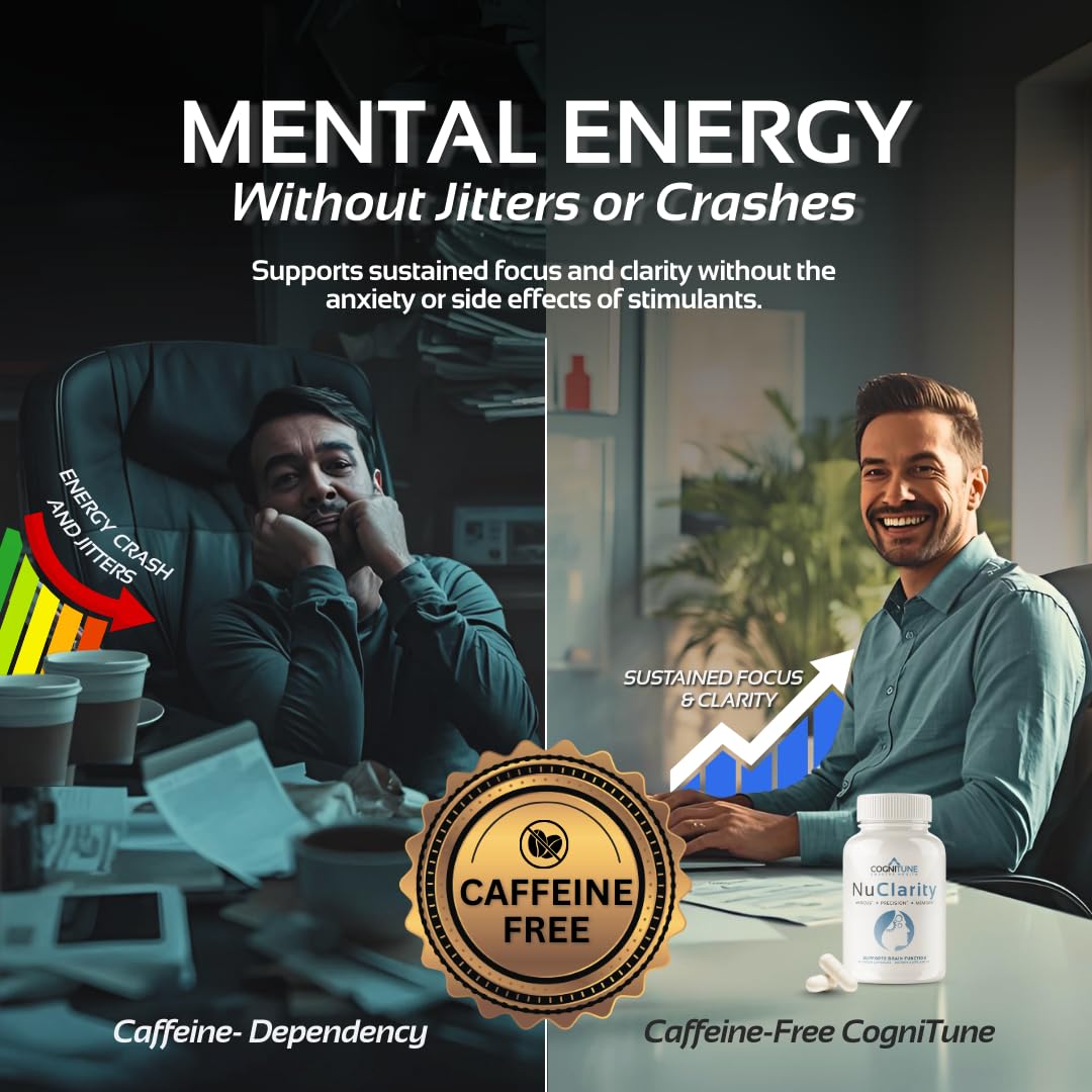 CogniTune NuClarity Brain Supplement for Memory and Focus - Caffeine-Free Nootropic for Mental Clarity Without Jitters - with Ginkgo Biloba, Bacopa Monnieri, Alpha-GPC for Cognitive Support CogniTune uk supplements