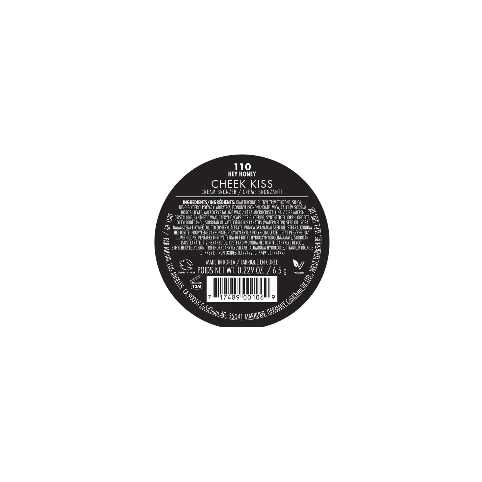 Milani Cheek Kiss Cream Bronzer, 110 - Hey Honey, Vegan & Cruelty-Free, Made in Korea, Lightweight Glow, Soft Matte Finish Milani uk supplements