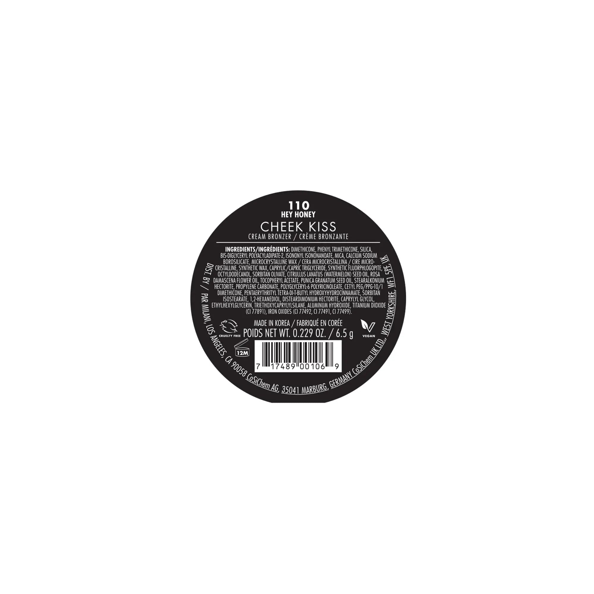 Milani Cheek Kiss Cream Bronzer, 110 - Hey Honey, Vegan & Cruelty-Free, Made in Korea, Lightweight Glow, Soft Matte Finish Milani uk supplements