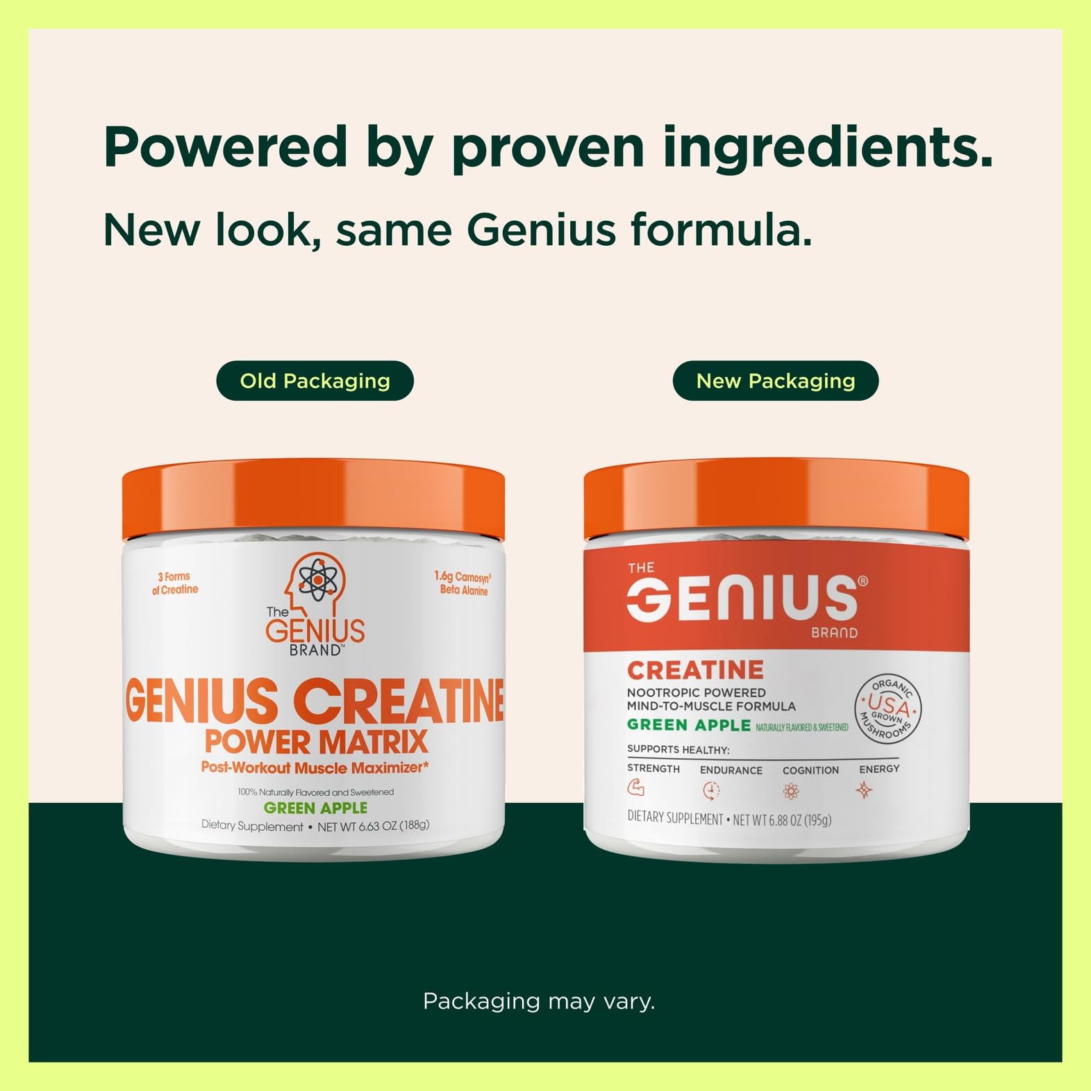 Genius Micronized Creatine Monohydrate Powder, Post Workout Supplement, Green Apple - 100% Naturally Flavored & Sweetened - Supports Muscle Building, Cellular Energy & Cognitive Function – 195g The Genius Brand uk supplements