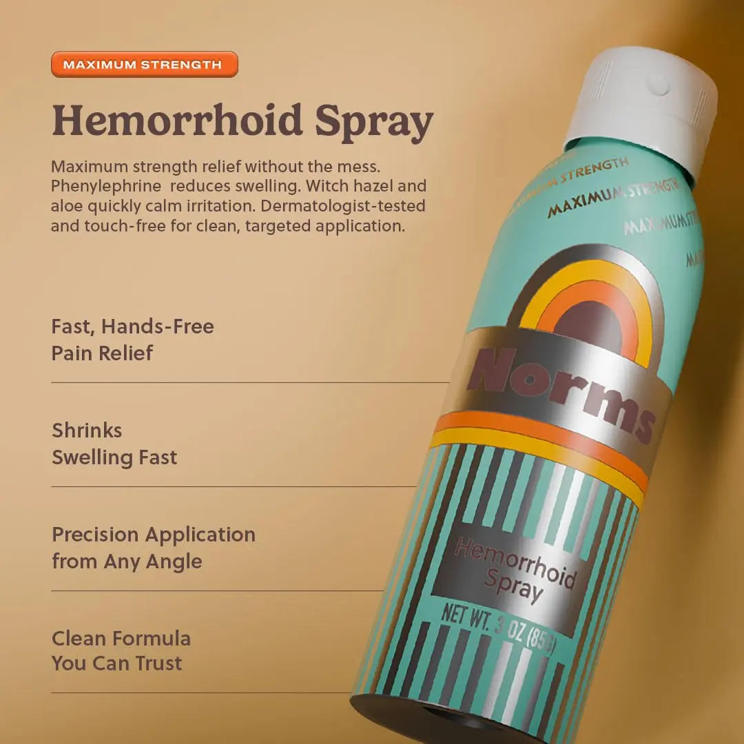 Norms Cooling Hemorrhoid Spray, Maximum Strength Touch-Free Relief with Phenylephrine, Witch Hazel, Aloe, Shrinks Swelling, Calms Itching, Soothes on Contact, 3oz Spray Norms uk supplements