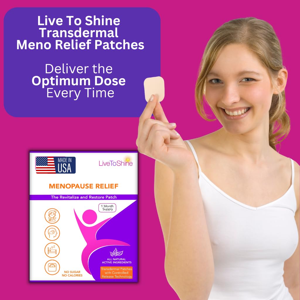 Menopause & Perimenopause Relief Patch for Women – Hot Flash, Mood & Symptom Support – Black Cohosh, Ashwagandha & More – 30 Topical Patches – USA Made by Live to Shine Live To Shine uk supplements
