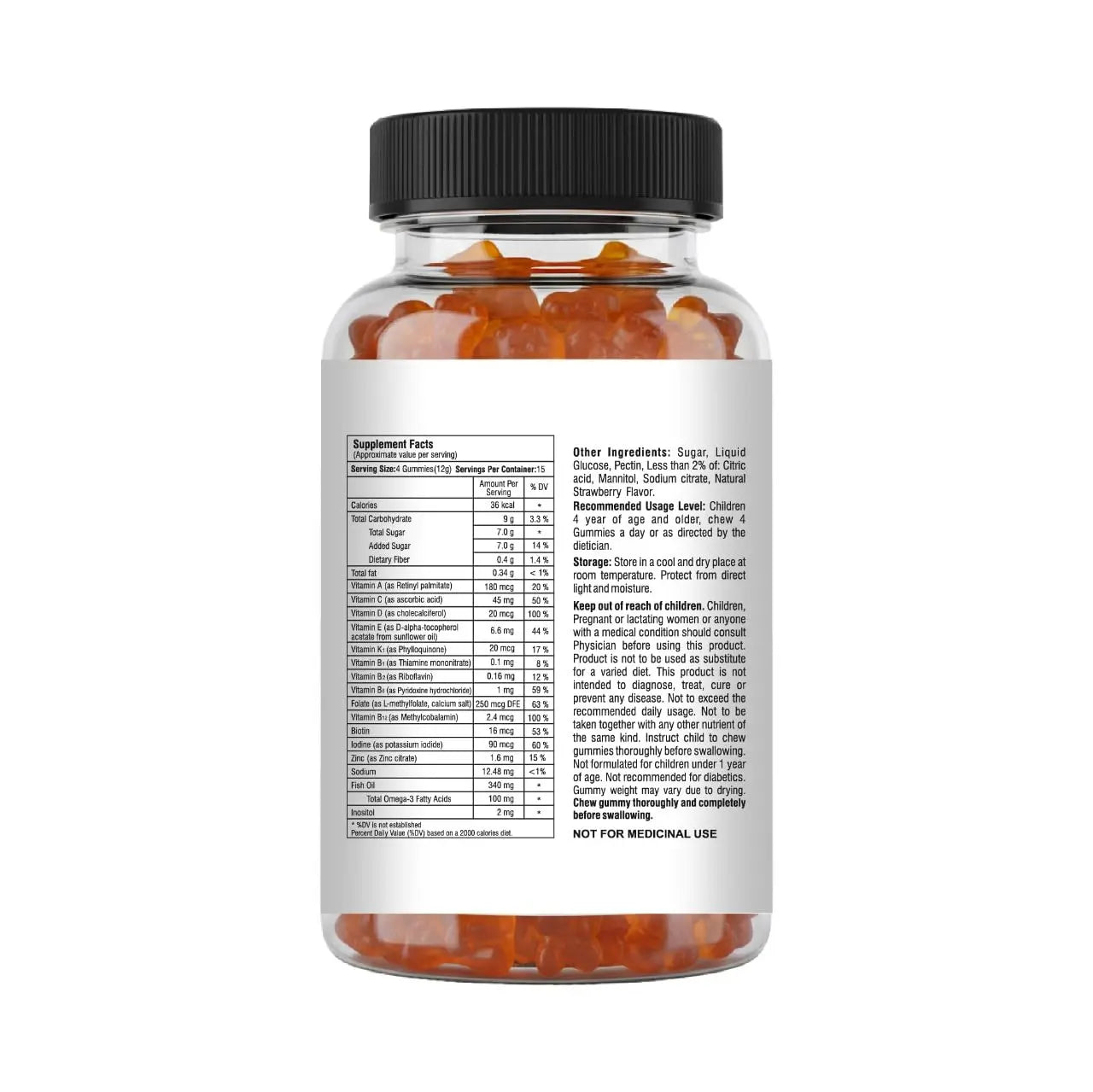 Mishas Nutraceuticals Kids Multivitamin Gummies with Omega 3 Fish Oil (EPA/DHA), Vitamin D3, C, B12, B6, Vitamin A, K & Zinc Immune Support Mishas uk supplements