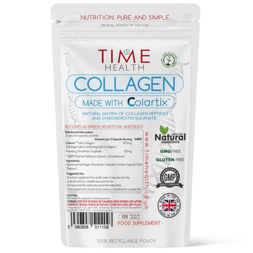New: Colartix™ Collagen - 120 Capsules - Joint Specific Type II Collagen from Cartilage - Hydrolysed Collagen Time Health uk supplements