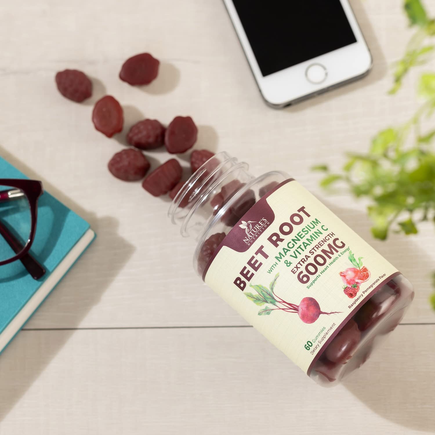 Nature's Nutrition Beet Gummies with Beetroot - Energy & Heart Health Support Nature's Nutrition uk supplements
