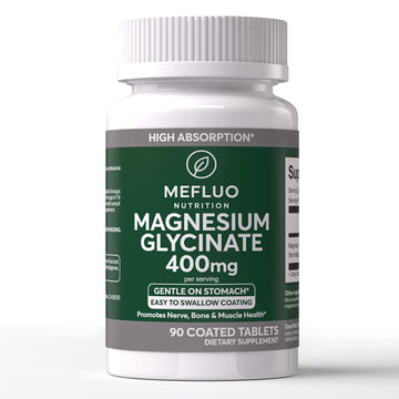 Magnesium Glycinate 400mg – High Absorption Magnesium Supplement for Muscle, Nerve & Sleep Support – Gentle on Stomach, Non-GMO, Vegan Capsules, 90 Count Mefluo uk supplements