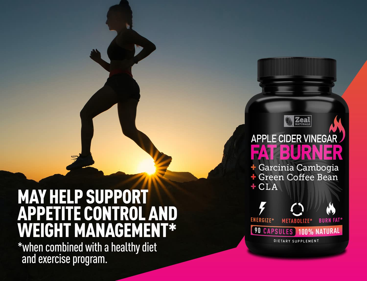 Apple Cider Vinegar Weight Management Pills for Women - Garcinia Cambogia + w. CLA Zeal Naturals uk supplements