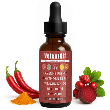Velestoff Cayenne Pepper | Cayenne Heart & Circulation Blend – Botanical Extracts with Hawthorn, Beet Root, Turmeric, Vitamin K2 & D3 – Daily Wellness Drops (2 fl oz) (1) DFTLUUE uk supplements