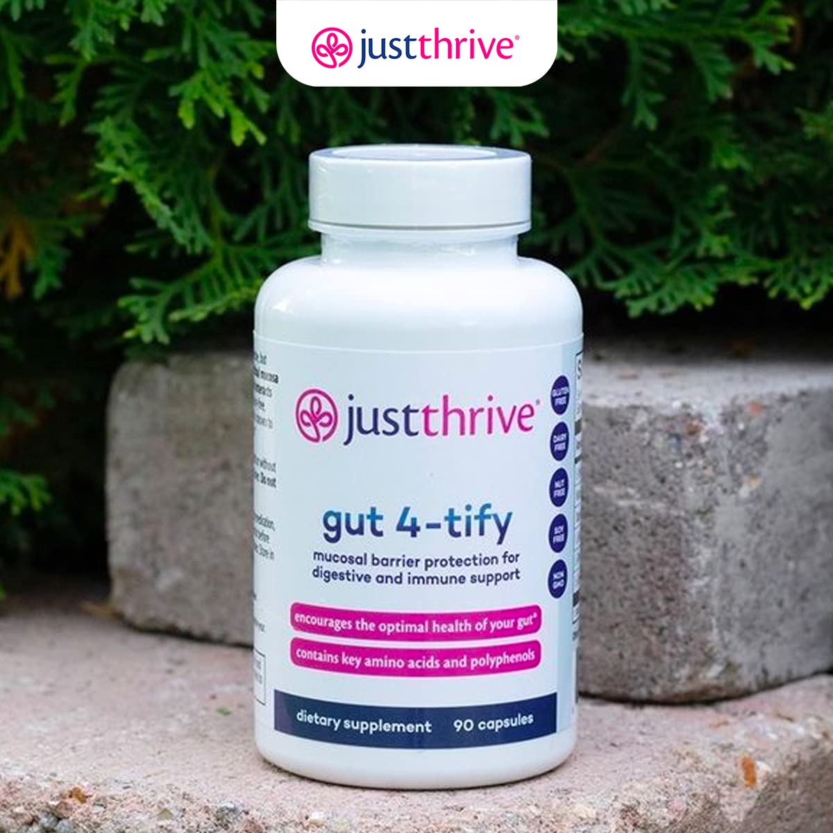 Just Thrive Gut 4-tify - Gut Health Supplements for Women and Men - Anti Bloat, 90 Vegetable Capsules Just Thrive uk supplements