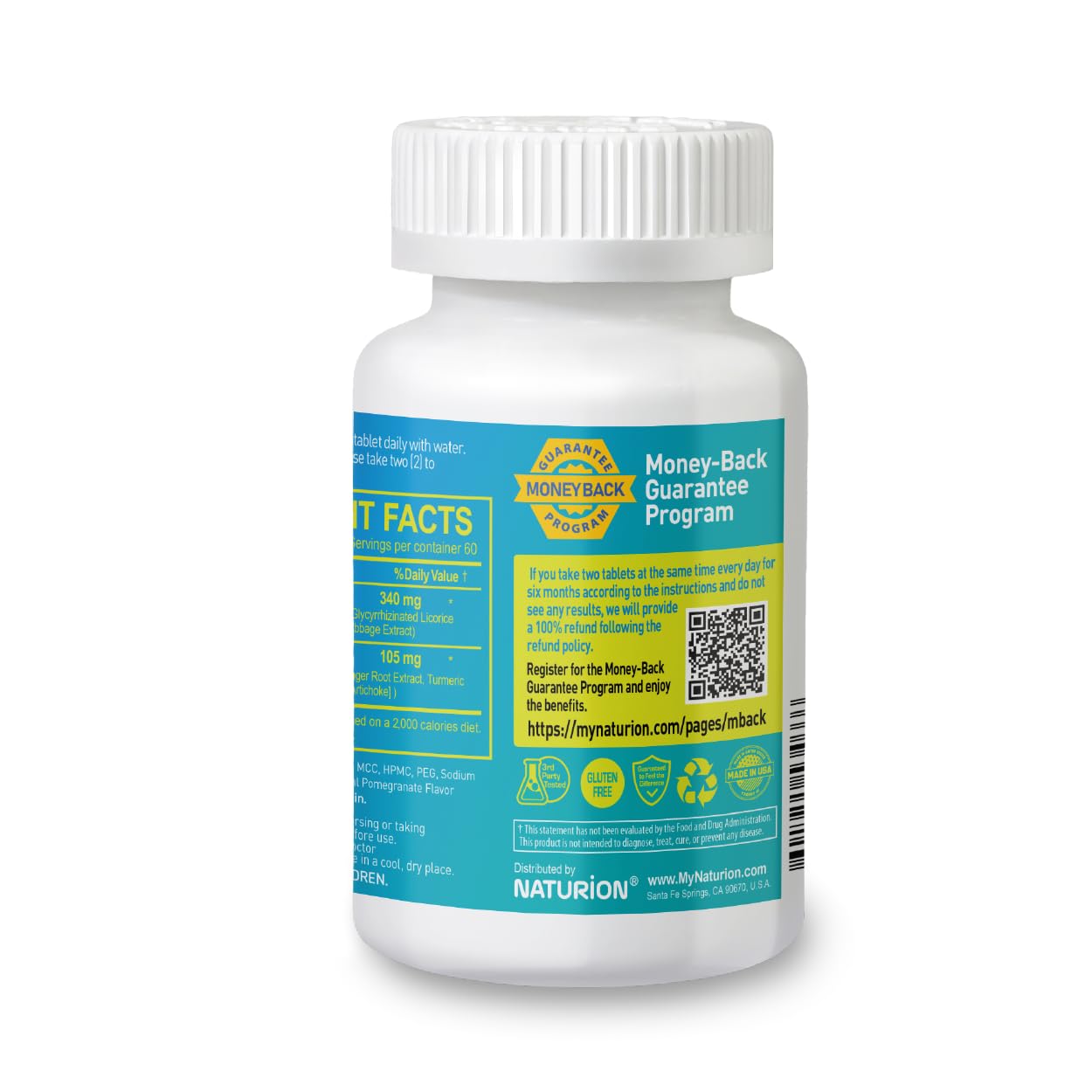 Gastro Support – Digestive Health Supplement with G-FOS Blend, Organic Ginger Root, Licorice Extract, Mastic Gum & Pomegranate – Supports Digestive Comfort & Gut Balance – 60 Tablets, 60 Day Supply NATURION uk supplements