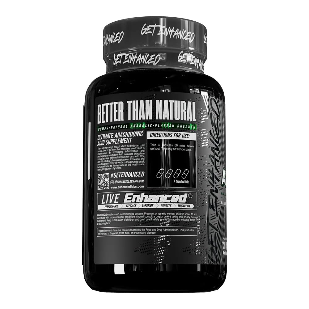 Enhanced Labs - Arachidonic Acid Supplement - Muscle and Strength Supplement for Increased Muscle Mass & Improved Recovery for Men & Women - One Capsule Contains 350mg Arachidonic Acid (120 Capsules) Enhanced uk supplements
