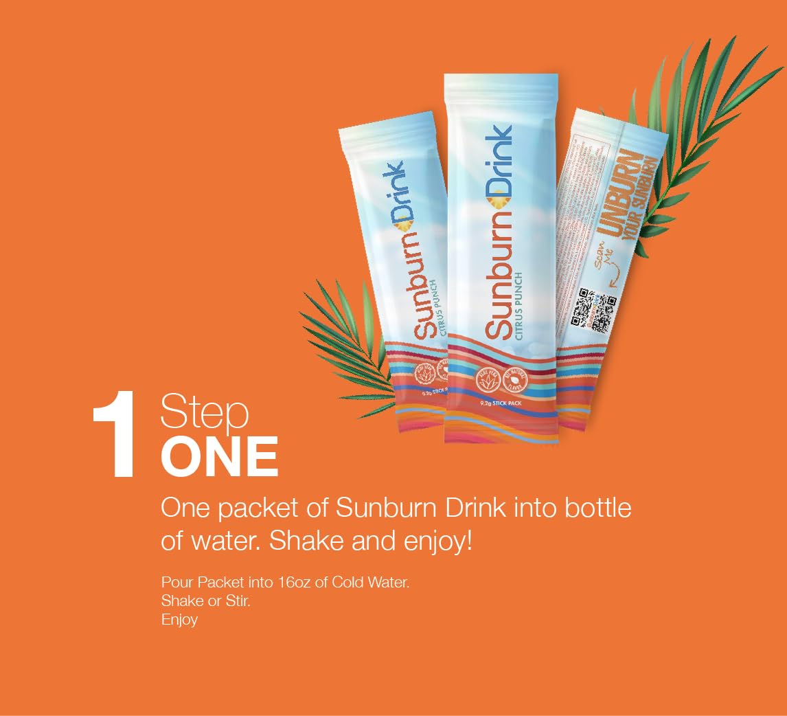 Sunburn Drink - Twin Pack - After Sun Skin Care - Supports Healthy Skin from The Inside Out -Promotes Hydration - Sun Damage Support - Mix with Water - Travel Size Sunburn Drink uk supplements