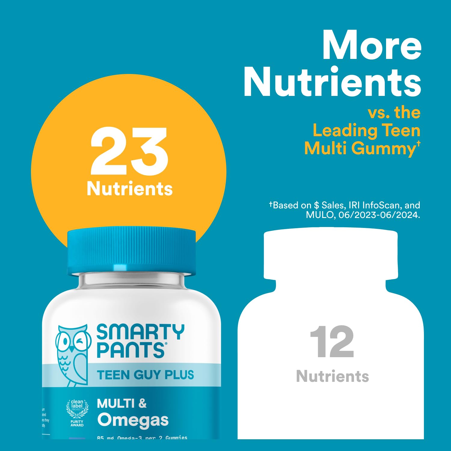 SmartyPants Teen Guy Multivitamin Gummies, Omega 3 (DHA/EPA), Vitamin D3, C, Vitamin B12, B6, A, K & Zinc, Folate, Gluten Free, Fruit Flavor, 60 Count (30 Day Supply) SmartyPants uk supplements