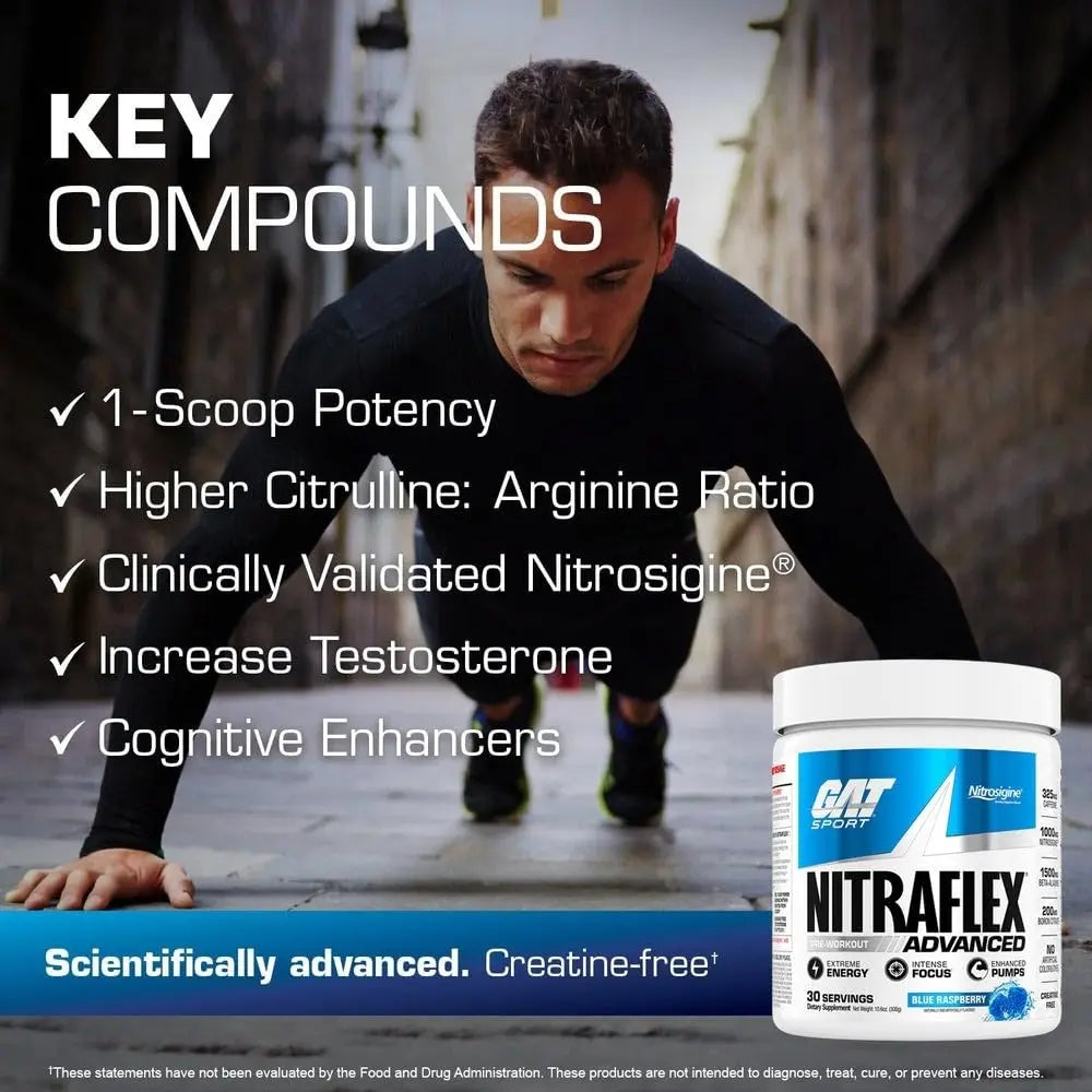 GAT SPORT Nitraflex Advanced Pre-Workout Powder, Increases Blood Flow, Boosts Strength and Energy, Improves Exercise Performance, Men & Women (Fruit Punch, 30 Servings) GAT SPORT uk supplements