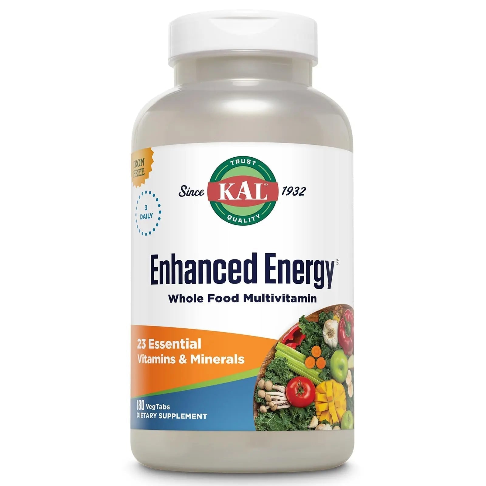 KAL® Enhanced Energy Multivitamin | Whole Food Based Vitamins & Minerals w/ Antioxidants, Digestive Enzymes & Natural Carotenoids | 180 Capsules KAL uk supplements