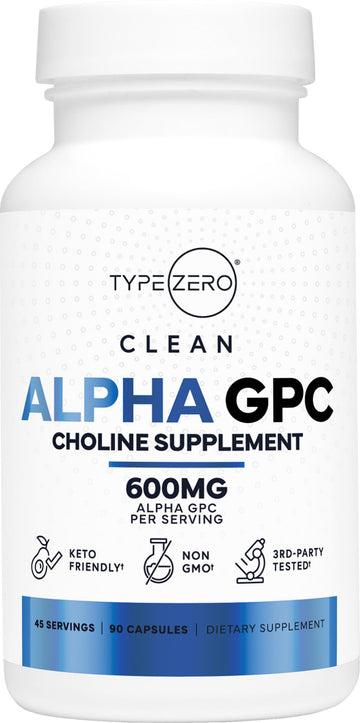 Type Zero Ultra Clean Alpha GPC Choline Supplement (600mg | 90 Capsules) Soy Free, Non-GMO Nootropics Alpha GPC 600mg / 300mg; Alpha-GPC Brain Memory and Focus Supplements Type Zero uk supplements