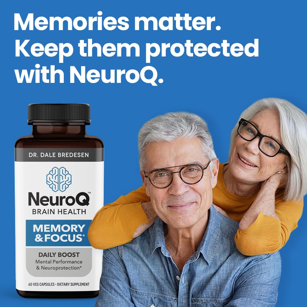 NeuroQ Memory & Focus - Boosts Cognitive Performance & Healthy Brain Function - Neuroprotective Formula by Dr. Dale Bredesen - Gotu Kola Ginkgo Phosphatidylserine Coffee Fruit & Propolis - 60 Capsules LifeSeasons uk supplements