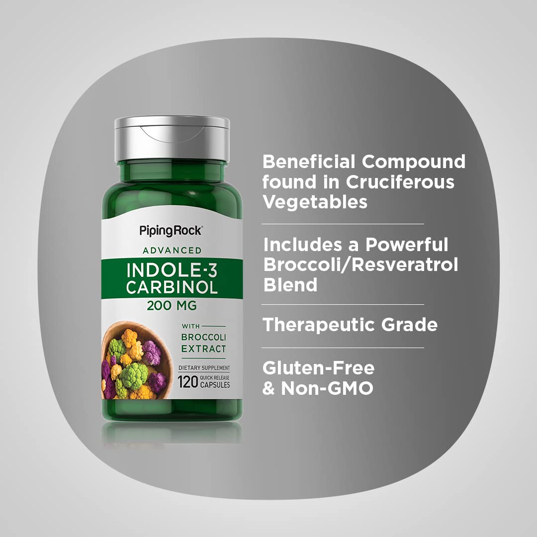 Piping Rock Indole 3 Carbinol | 200mg | 120 Capsules | I3C with Broccoli Extract | Non-GMO, Gluten Free Supplement Piping Rock uk supplements