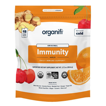 Organifi Immunity - Organic Superfood Immunity Support - 15 Single Serve Packets - Immunity Powder for T Cell Production and Upper Respiratory Health - Mushroom Beta Glucans, Vitamin C, D and Zinc Organifi uk supplements