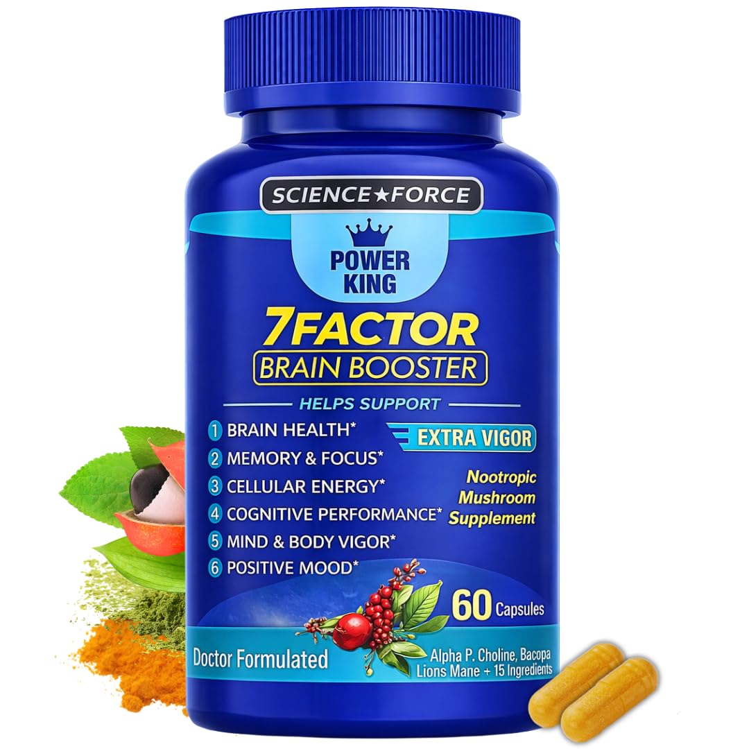 Brain Supplements for Memory & Focus - Nootropic Brain Health - Cognitive Performance, Clarity, Energy, Mental Vigor, Shilajit - Alpha Choline, Lion's Mane, Bacopa, 18 Premium Ingredients SCIENCE FORCE uk supplements