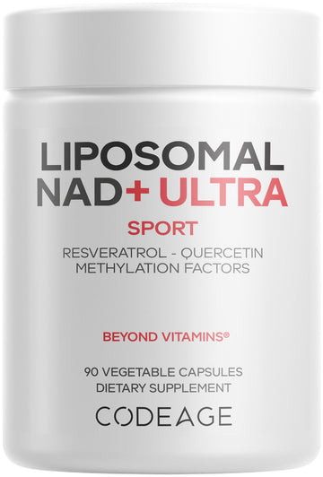 Codeage Liposomal NAD+ with Resveratrol & Vitamin B - NAD Plus Ultra for Energy & Healthy Aging Support - NAD Vitamin Supplement with Quercetin, Betaine, Riboflavin - Bioavailable - 90 Capsules Codeage uk supplements