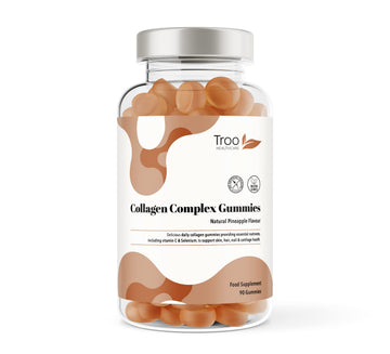 Hydrolysed Collagen Complex - 90 Natural Pineapple Flavour Chewable Gummies - One Per Day with Biotin, Vitamin C and Selenium Troo Health Care uk supplements