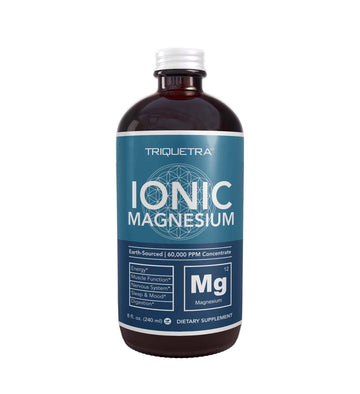 Liquid Magnesium | 8 oz - Ionic Magnesium Chloride, Highest & Fastest Absorption - Calm Mood, Sleep, Muscle Cramps & Spasms, Natural Laxative – Vegan, Glass Bottle (96 Servings) Triquetra Health uk supplements