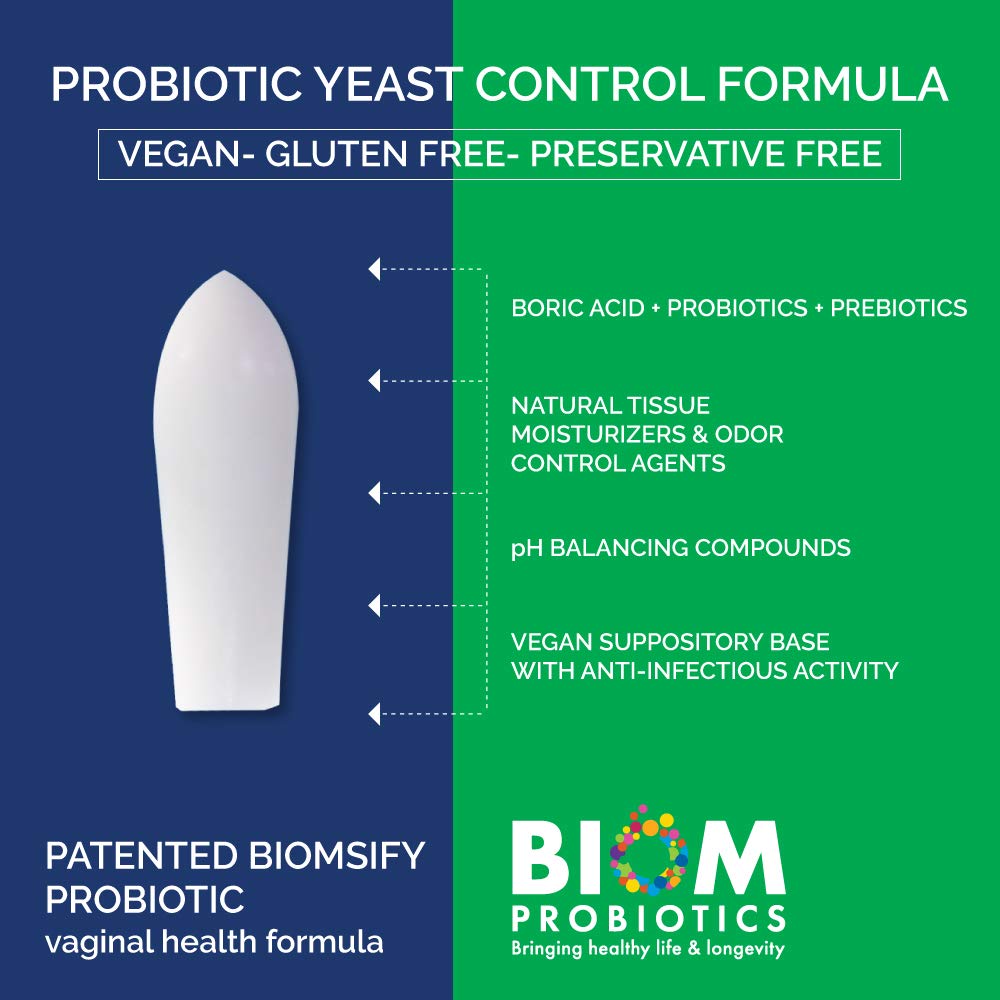 Biom Probiotics Prebiotics Boric acid Suppositories . Feminine Health Probiotic for Infections & pH Essentials VEGAN,PARABEN-FREE (10) Biom Probiotics uk supplements