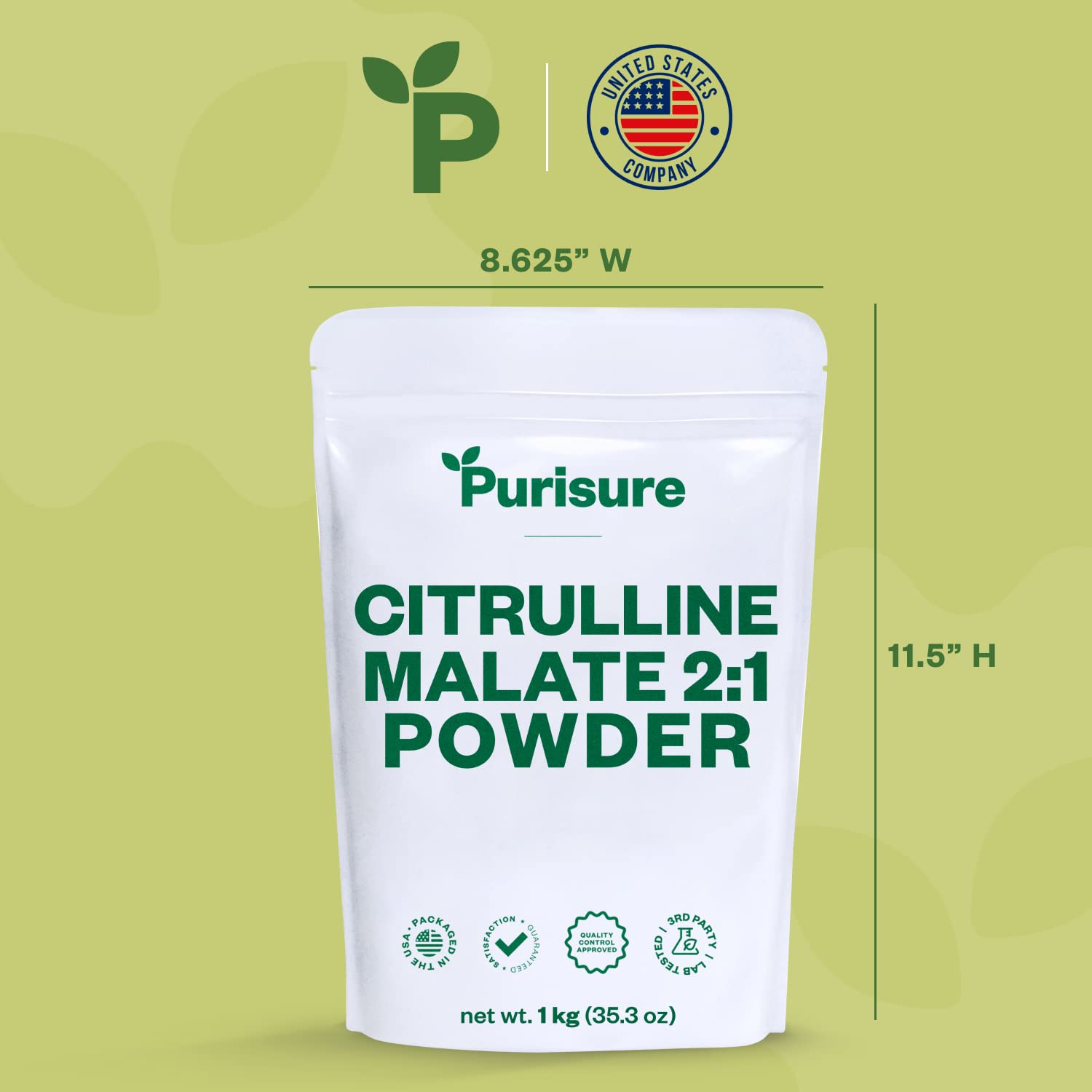 Purisure Citrulline Malate 2:1 Powder, 1 kg, Citrulline Supplement and Citrulline Nitrate Purisure uk supplements