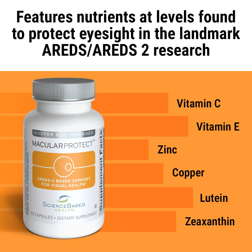 ScienceBased Health MacularProtect AREDS 2 Formula – Eye Health Vitamin & Mineral Supplement with Lutein, Zeaxanthin & B Vitamins for Macular & Vision Support – 60 Capsules ScienceBased Health uk supplements